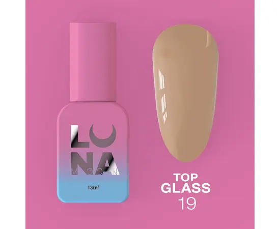 LUNAmoon. Glass Top Coat #19, 13 ml, топ кольоровий глянцевий #1