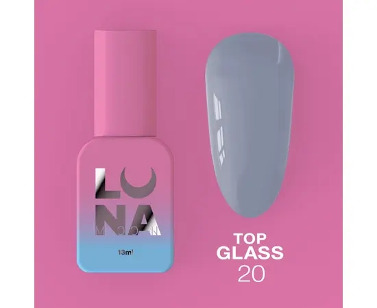 LUNAmoon. Glass Top Coat #20, 13 ml, топ кольоровий глянцевий #1