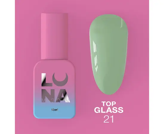 LUNAmoon. Glass Top Coat #21, 13 ml, топ кольоровий глянцевий #1