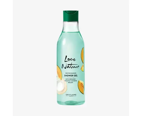 Love Nature. Refreshing Shower Gel with organic coconut, 500 ml, Підбадьорливий гель для душу з органічною кокосовою водою і динею #1