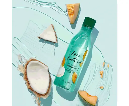 Love Nature. Refreshing Shower Gel with organic coconut, 500 ml, Підбадьорливий гель для душу з органічною кокосовою водою і динею #2