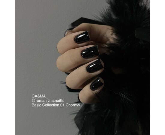 GA&MA. Gel polish #1 BLACK, 15 ml, гель-лак, чорний #5