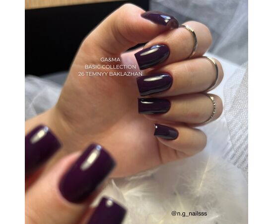 GA&MA. Gel polish #26 DARK EGGPLANT, 10 ml, гель-лак, темний баклажан #5