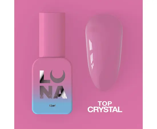 LUNAmoon. Crystal Top Coat (anti-scratches), no sticky, 13 ml, міцний глянцевий топ без липкого шару #1