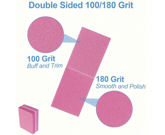 Set of mini-buffs, 100/180 grit, pink, 10 pcs. Набір міні-бафів, 100/180 гріт,  рожеві, 10 шт #2