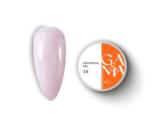 GA&MA. Universal gel 18, Shimmer, гель без опилу, рідкий, з шимером, 30 ml #1