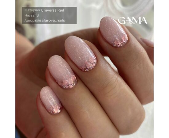 GA&MA. Universal gel 18, Shimmer, гель без опилу, рідкий, з шимером, 30 ml #4