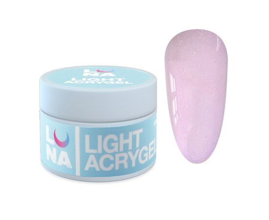 LUNAmoon. Light Acrygel #26 Light pink with shimmer, 30 ml, рідкий гель, світло-рожевий з шимером #1