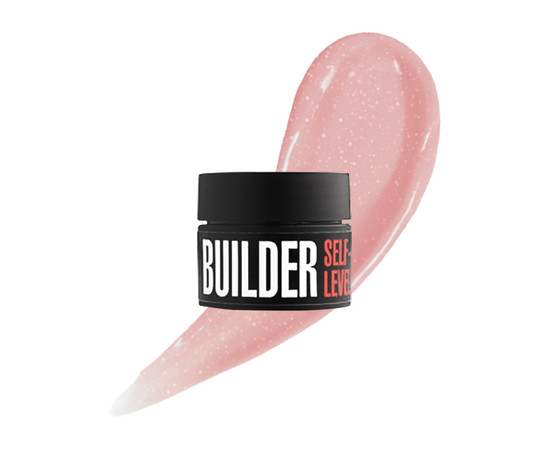 KODI. Builder self-level gel, Beige Shine, 13 g. Моделюючий самовирівнюючий гель, бежево-рожевий з гліттером #1