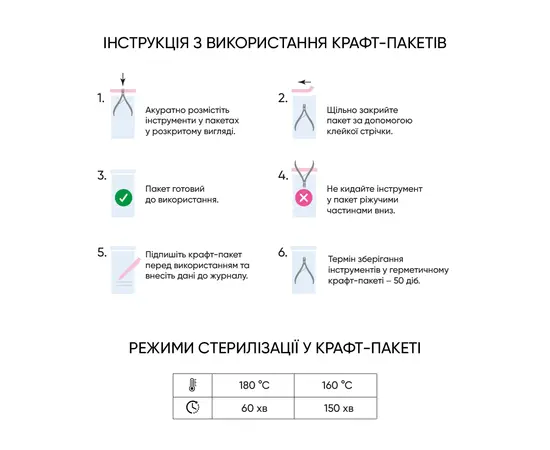 MICROSTOP Крафт-пакети 60х100 мм, 100 шт, сухожар / автоклав, білі, з індикатором 4 класу #4