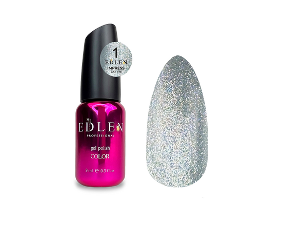 EDLEN. Gel Polish Impress Сat №1, 9 ml, світловідбиваючий гель-лак "котяче око" #1