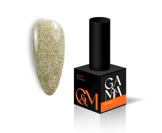 GA&MA. DISCO SHINE TOP #004, 10 ml, Топ світловідбиваючий, золото #1