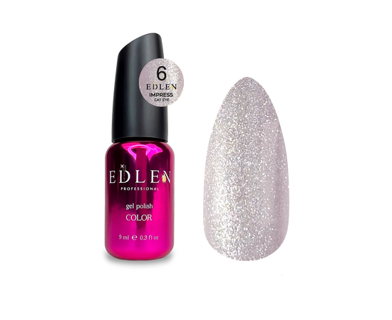 EDLEN. Gel Polish Impress Сat №6, 9 ml, світловідбиваючий гель-лак "котяче око" #1