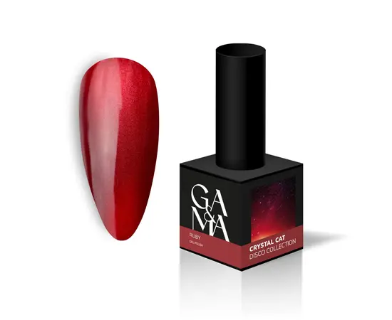 GA&MA. Gel polish Crystal Cat, Ruby. Гель-лак світловідбиваючий «Котяче око», 10 ml #1