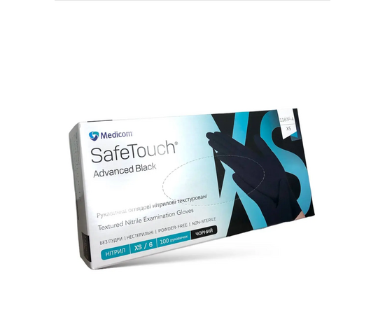 Medicom SafeTouch Рукавички нітрилові неопудрені, 3.5 g, XS, 100 шт, чорні #1