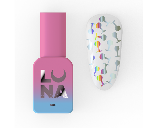 LUNAmoon. Bestie Top Coat, 13 ml, топ з голографічними келихами #1