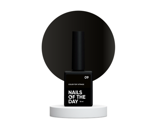 NOTD. Color Top, Vitrage #09, 10 ml. Вітражний топ без липкого шару, чорний #1
