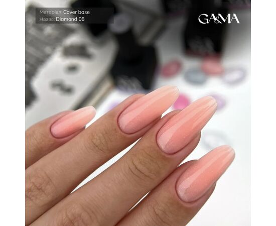 GA&MA. Diamond base #8 Pale Peach, Ніжно-персикова, 15 ml #5