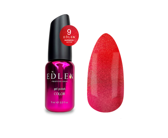 EDLEN. Gel Polish Impress Сat №9, 9 ml, світловідбиваючий гель-лак "котяче око" #1