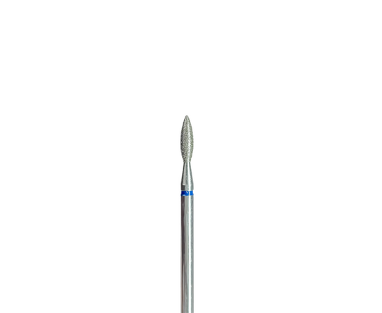 EDLEN. Diamond nail bit, flame, blue, point end, Ø 2.3 mm. Фреза алмазна "Полум'я" синя, загострена #1