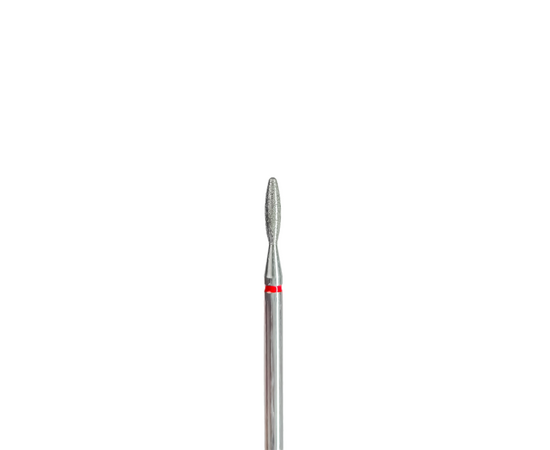 EDLEN. Diamond nail bit, flame, red, blunt end, Ø 2.1 mm. Фреза алмазна "Полум'я" червона, безпечна #1