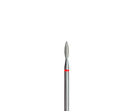 EDLEN. Diamond nail bit, flame, red, point end, Ø 2.1 mm. Фреза алмазна "Полум'я" червона, загострена #1