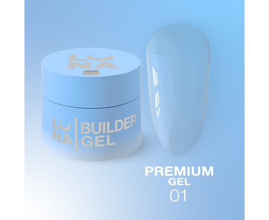 LUNAmoon. Premium Builder Gel #01 Clear, 50 ml, гель моделюючий, прозорий #1