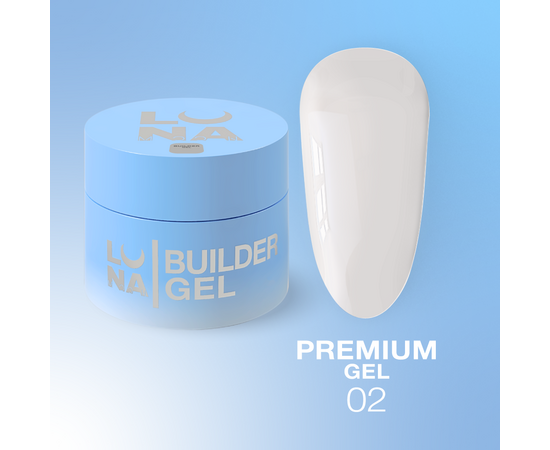 LUNAmoon. Premium Builder Gel #02 Milky, 50 ml, гель моделюючий, молочний #1