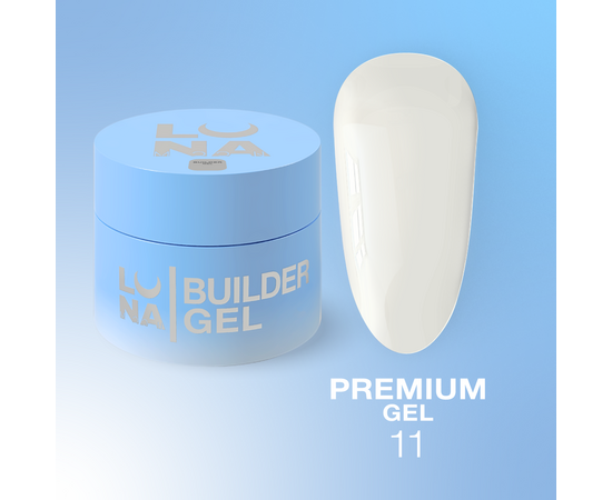 LUNAmoon. Premium Builder Gel #11, White, 50 ml, моделюючий гель, білий щільний #1