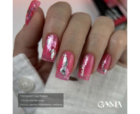 GA&MA. Gel polish #213 Flamingo, 10 ml, вітражний неоновий гель-лак, Фламінго #4