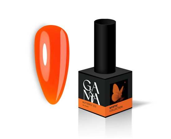 GA&MA. Gel polish #212 Butterfly, 10 ml, вітражний неоновий гель-лак, Метелик #1