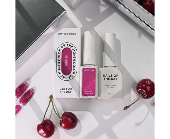 NOTD. Gel Polish "Color of the month, June 2025", Cherry Kiss, 10 ml, гель-лак "Колір місяця, Червень 2025" #7