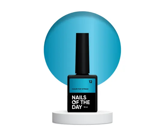 NOTD. Color Top, Vitrage #12, 10 ml. Вітражний топ без липкого шару, напівпрозорий насичений блакитний #1