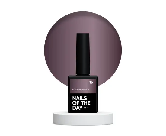 NOTD. Color Top, Vitrage #16, 10 ml. Вітражний топ без липкого шару, напівпрозорий припилений сливовий #1