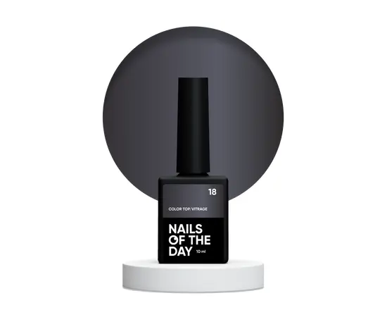 NOTD. Color Top, Vitrage #18, 10 ml. Вітражний топ без липкого шару, напівпрозорий графітовий сіро-чорний #1
