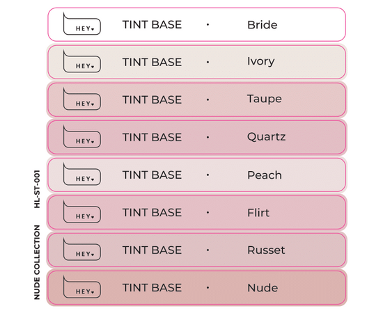 HEYLOVE. Набір наклейок для демонстраційних тіпс. Tint base, Nude collection #1