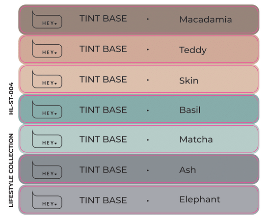 HEYLOVE. Набір наклейок для демонстраційних тіпс. Tint base, Lifestyle collection #1