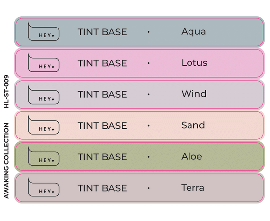 HEYLOVE. Набір наклейок для демонстраційних тіпс. Tint base, Awaking collection #1