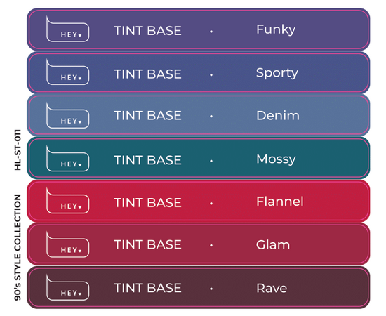 HEYLOVE. Набір наклейок для демонстраційних тіпс. Tint base, 90's style collection #1