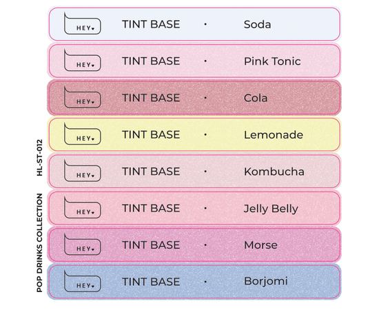 HEYLOVE. Набір наклейок для демонстраційних тіпс. Tint base, Pop drinks collection #1