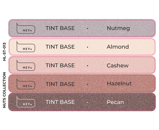 HEYLOVE. Набір наклейок для демонстраційних тіпс. Tint base, Nuts collection #1