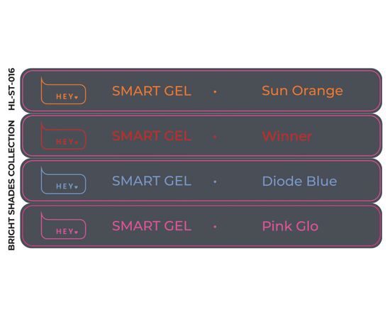 HEYLOVE. Набір наклейок для демонстраційних тіпс. Smart builder gel, Bright shades collection #1