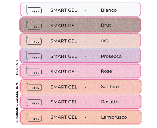 HEYLOVE. Набір наклейок для демонстраційних тіпс. Smart builder gel, Sparkling collection #1
