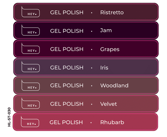 HEYLOVE. Набір наклейок для демонстраційних тіпс. Gel polish, Basic collection, #2 #1