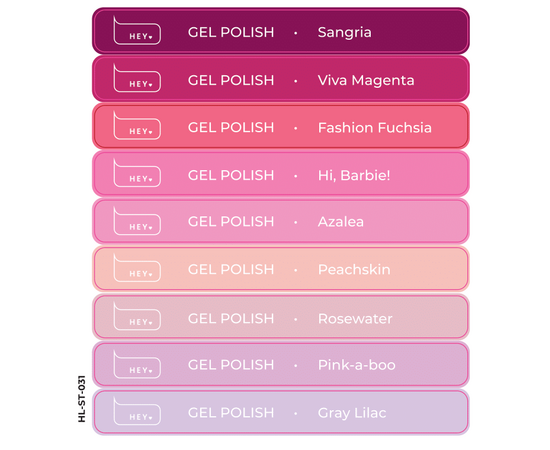 HEYLOVE. Набір наклейок для демонстраційних тіпс. Gel polish, Basic collection, #3 #1