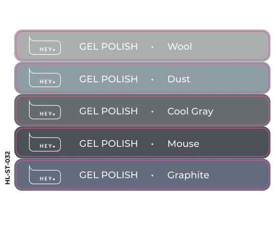 HEYLOVE. Набір наклейок для демонстраційних тіпс. Gel polish, Basic collection, #4 #1