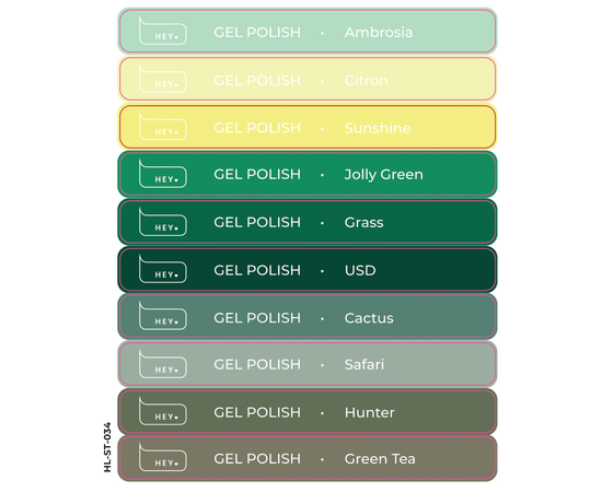 HEYLOVE. Набір наклейок для демонстраційних тіпс. Gel polish, Basic collection, #6 #1