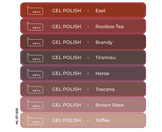 HEYLOVE. Набір наклейок для демонстраційних тіпс. Gel polish, Basic collection, #7 #1