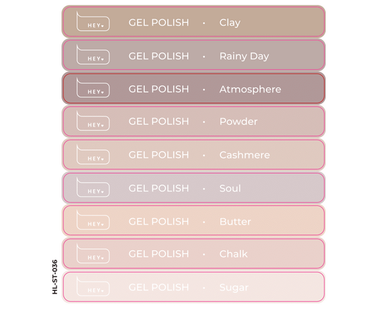 HEYLOVE. Набір наклейок для демонстраційних тіпс. Gel polish, Basic collection, #8 #1