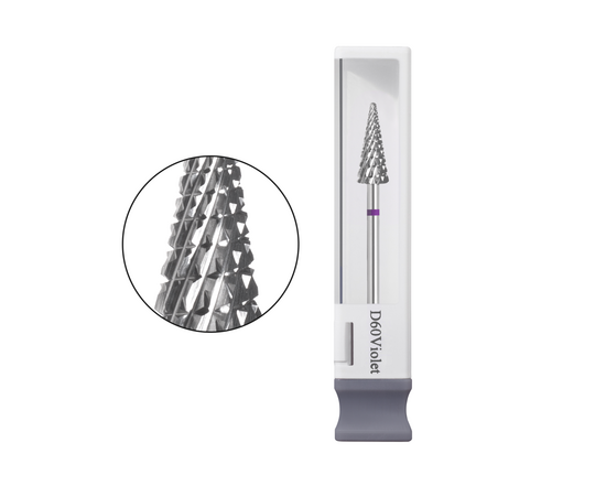 GA&MA. Carbide nail drill bit, D60Violet. Фреза твердосплавна "Конус", фіолетова, Ø 6 мм #1